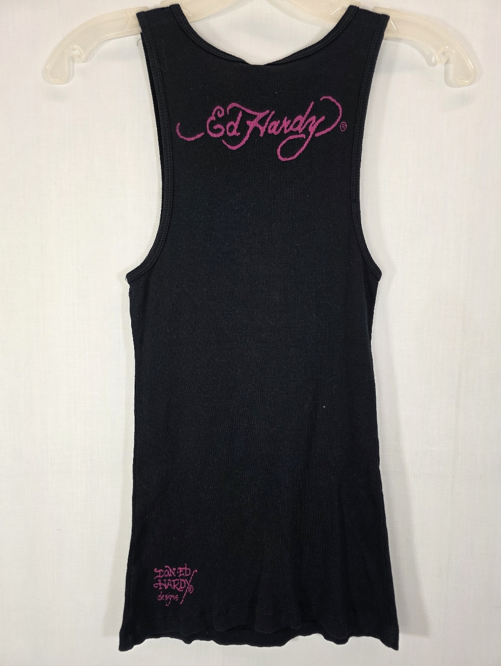VTG Ed Hardy Christian Audigier Ribbed Tank Top Black Tattoo Graphic S - Picture 4 of 8